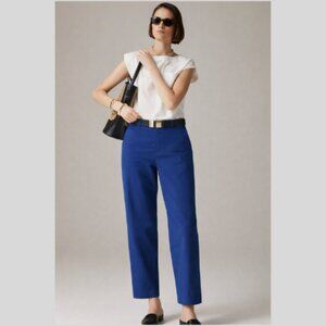 J. Crew Barrel-leg Pant in Cotton Blend Tropical Cove Blue Size 33 NWT